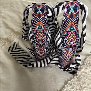 INC International Concepts Black and White Striped Heels